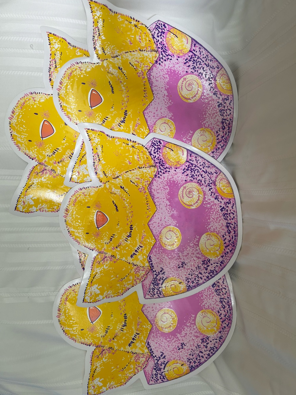 Vintage Set of 4 Easter Peep Chick Egg Placemats Yellow Purple Polka Dots Vinyl